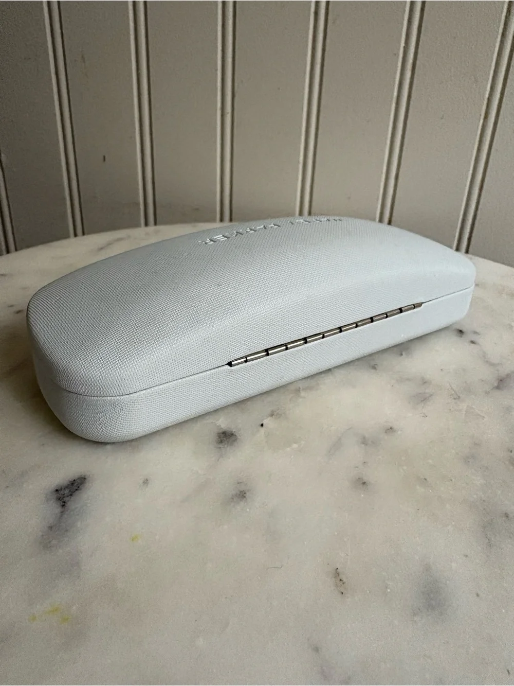 Warby Parker Hard Clamshell Glasses/Sunglasses Case Light Gray Blue Lining Women